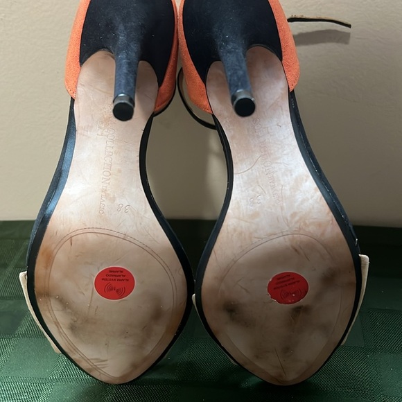 Zara size 38 color-block open toe/closed back heels - Picture 9 of 9